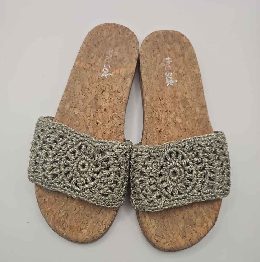 The Sak Women's Crochet Slide Sandals - Khaki Sz‎ 6
